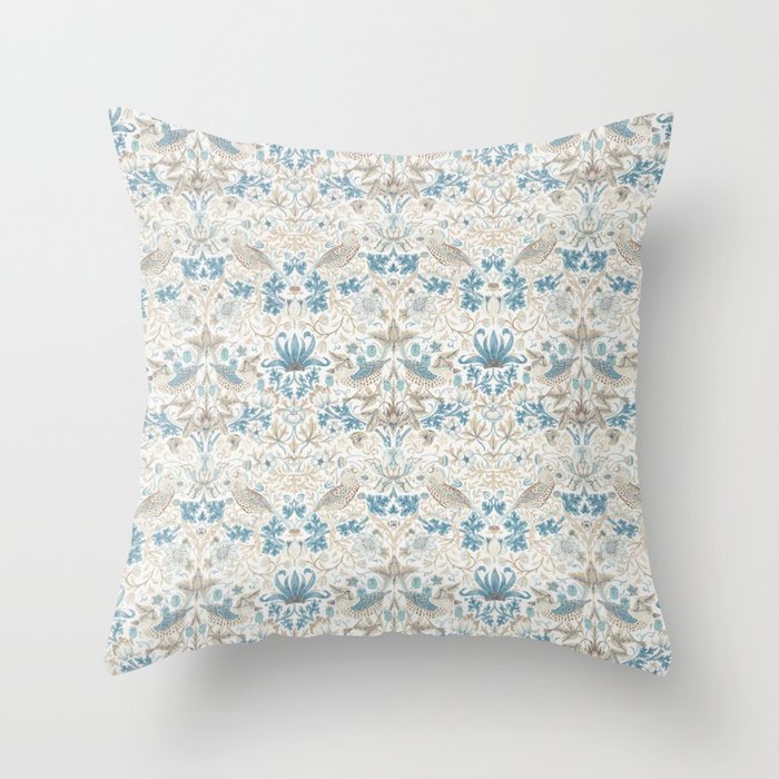 William Morris Strawberry Thief Blue Slate Vellum Throw Pillow Gallery Image 6