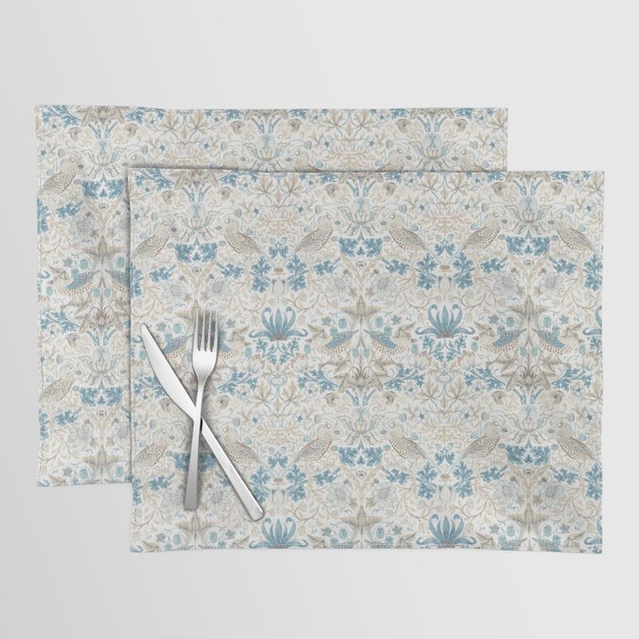 William Morris Strawberry Thief Blue Slate Vellum Placemat Gallery Image 1