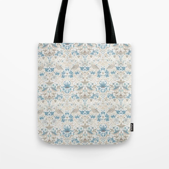 William Morris Strawberry Thief Blue Slate Vellum Tote Bag Gallery Image 1