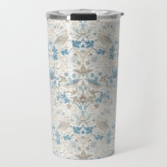 William Morris Strawberry Thief Blue Slate Vellum Travel Mug Gallery Image 1
