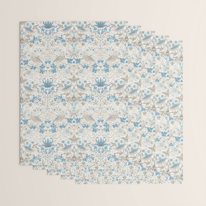 William Morris Strawberry Thief Blue Slate Vellum Wrapping Paper Gallery Image 3