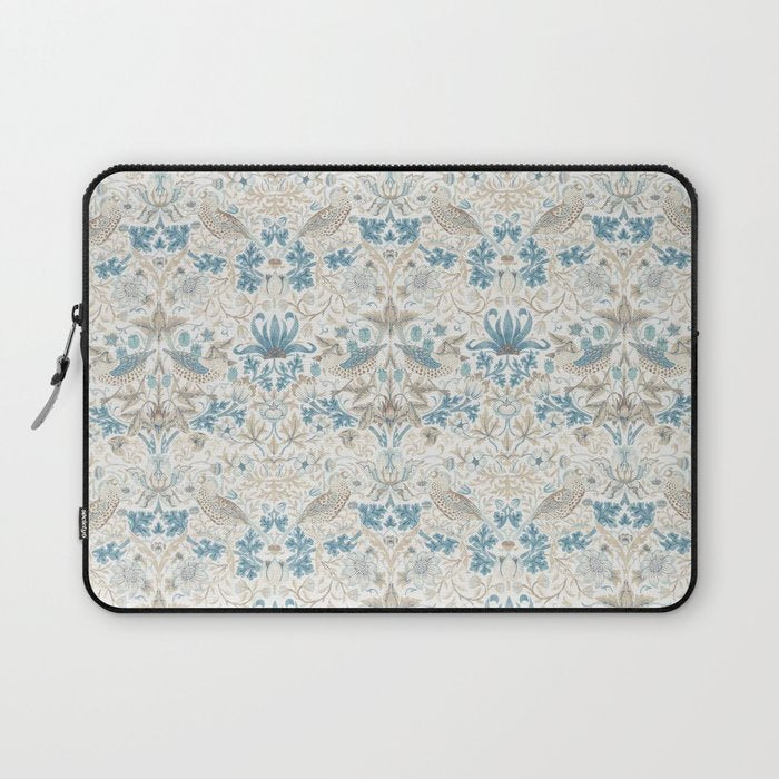 William Morris Strawberry Thief Blue Slate Vellum Laptop Sleeve Gallery Image 1