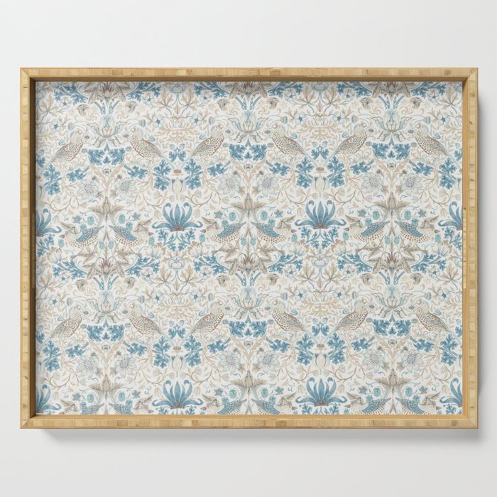 William Morris Strawberry Thief Blue Slate Vellum Serving Tray Gallery Image 1