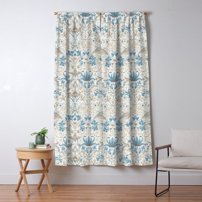 William Morris Strawberry Thief Blue Slate Vellum Window Curtain Gallery Image 5
