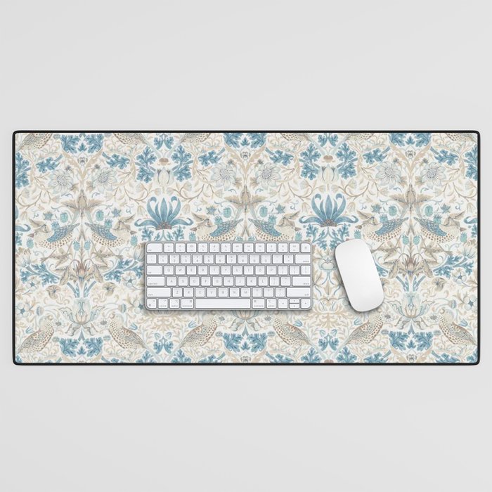 William Morris Strawberry Thief Blue Slate Vellum Desk Mat Gallery Image 1