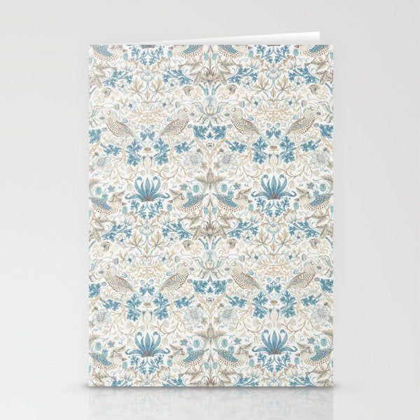 William Morris Strawberry Thief Blue Slate Vellum Stationery Card Gallery Image 2