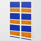 Phthalo Blue Yellow Ochre Mid Century Modern Abstract Minimalist Rothko Color Field Squares Wallpaper Gallery Image 2