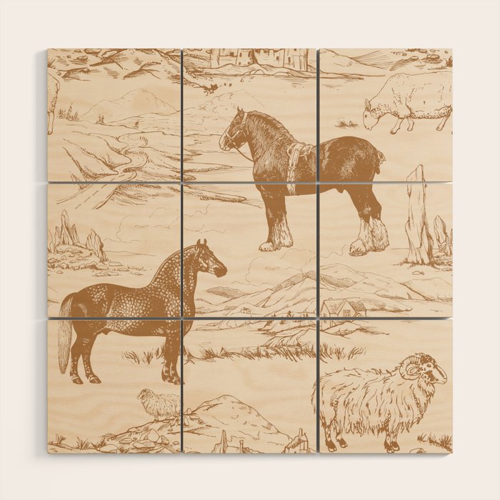 Clydesdale Horses in The Scottish Landscape  Wood Wall Art Gallery Image 1