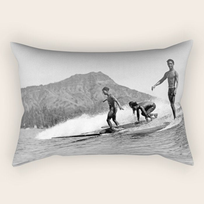 Surfing Diamond Head, Hawaii 2 Rectangular Pillow Gallery Image 2