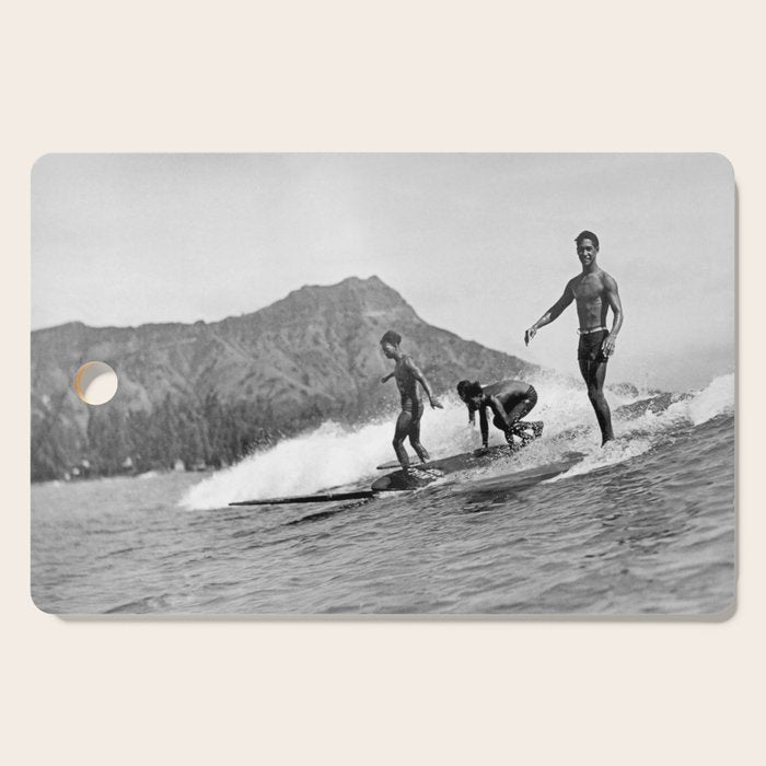 Surfing Diamond Head, Hawaii 2 Cutting Board Gallery Image 1