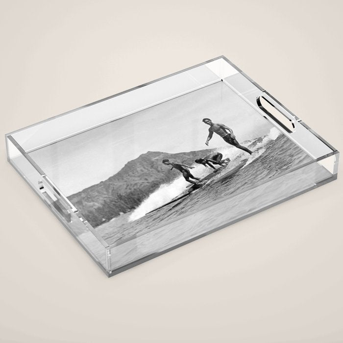 Surfing Diamond Head, Hawaii 2 Acrylic Tray Gallery Image 1