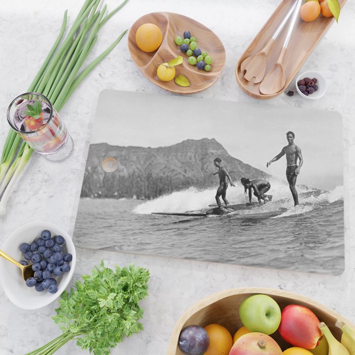 Surfing Diamond Head, Hawaii 2 Cutting Board Gallery Image 2