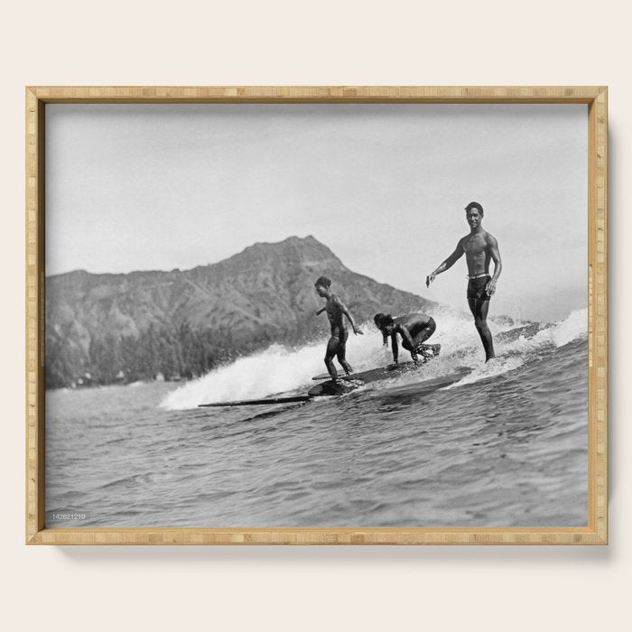 Surfing Diamond Head, Hawaii 2 Serving Tray Gallery Image 1