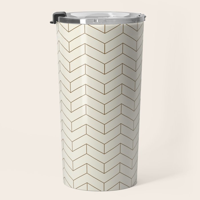 Simple Linear Geometry in Cream Travel Mug Gallery Image 3