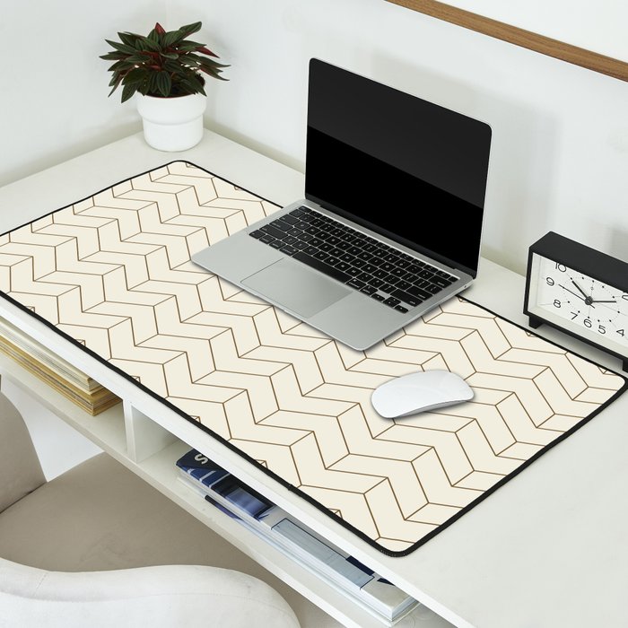 Simple Linear Geometry in Cream Desk Mat Gallery Image 2