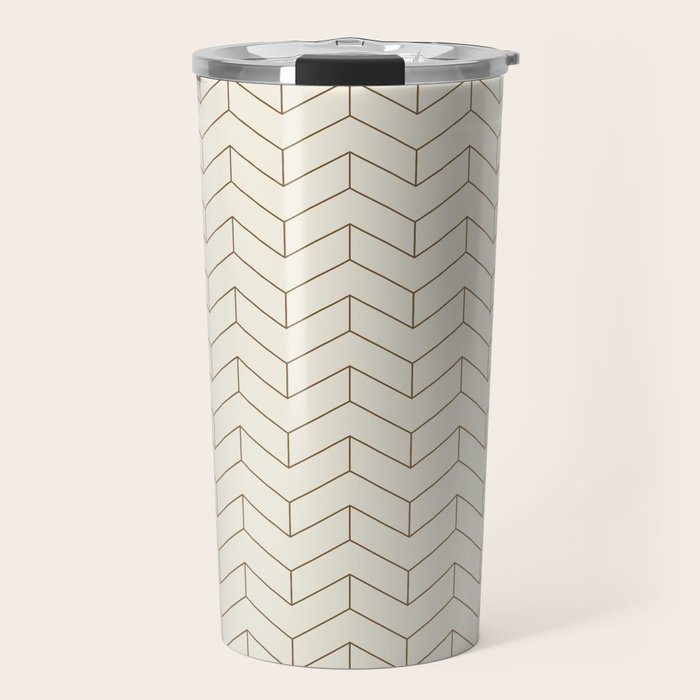 Simple Linear Geometry in Cream Travel Mug Gallery Image 1