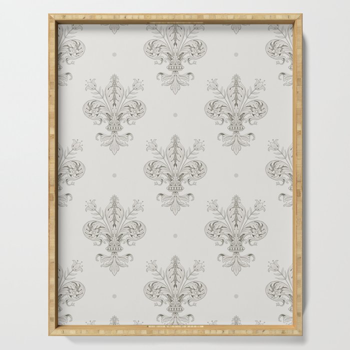 Fleur De Lis In Cool Neutral Grey Serving Tray Gallery Image 1