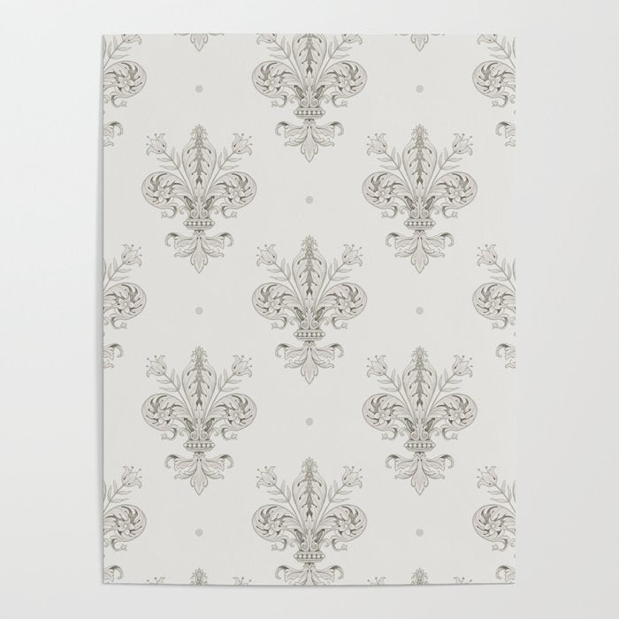 Fleur De Lis In Cool Neutral Grey Poster Gallery Image 4