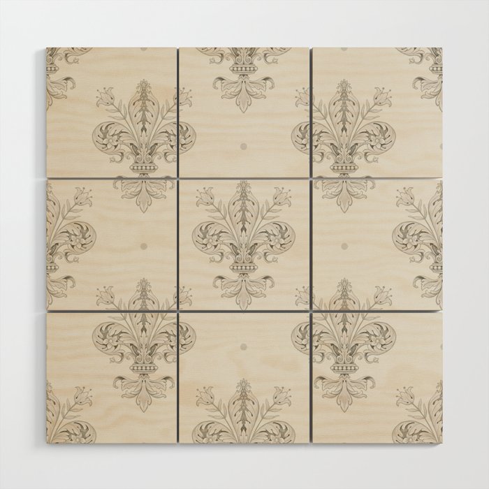 Fleur De Lis In Cool Neutral Grey Wood Wall Art Gallery Image 1