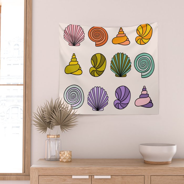 Rainbow Seashells Wall Tapestry Gallery Image 2