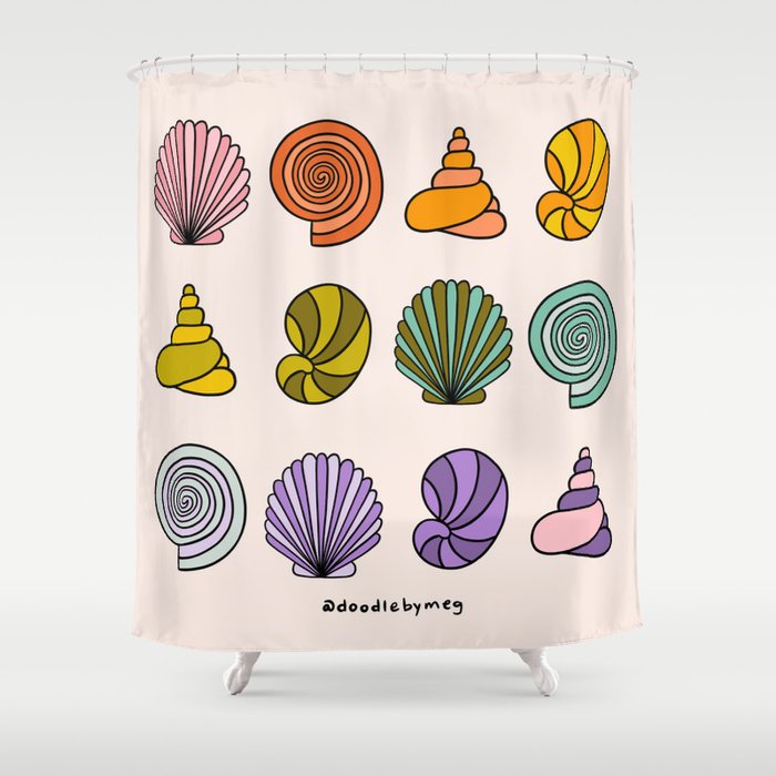 Rainbow Seashells Shower Curtain Gallery Image 1