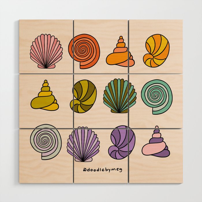 Rainbow Seashells Wood Wall Art Gallery Image 1