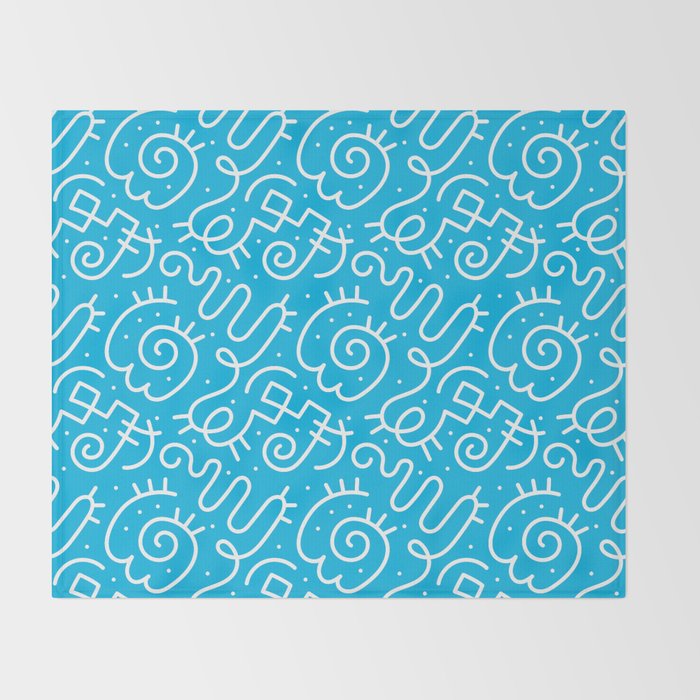 Fun abstract line doodle art pattern Throw Blanket Gallery Image 2