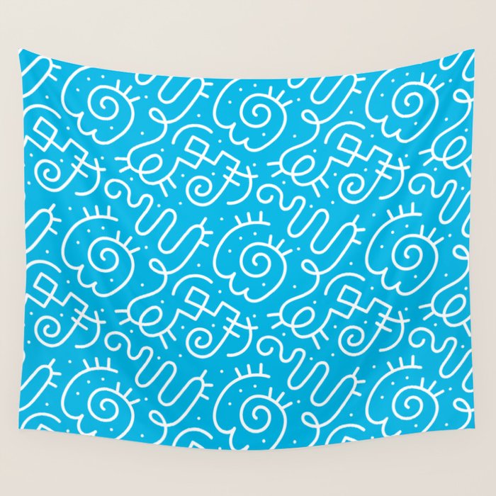 Fun abstract line doodle art pattern Wall Tapestry Gallery Image 1