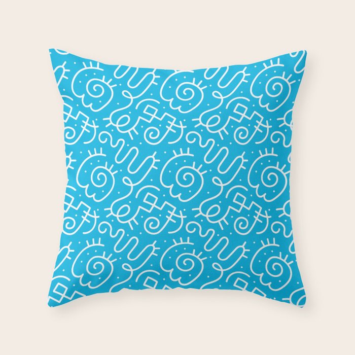 Fun abstract line doodle art pattern Throw Pillow Gallery Image 1