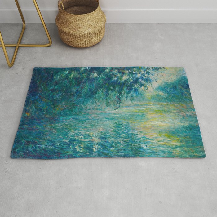 Claude Monet Impressionist Landscape Oil Painting Morning on the Seine Rug Gallery Image 1