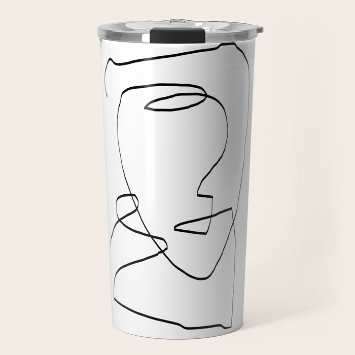 Abstract head, Minimalist Line Art Travel Mug Gallery Image 1