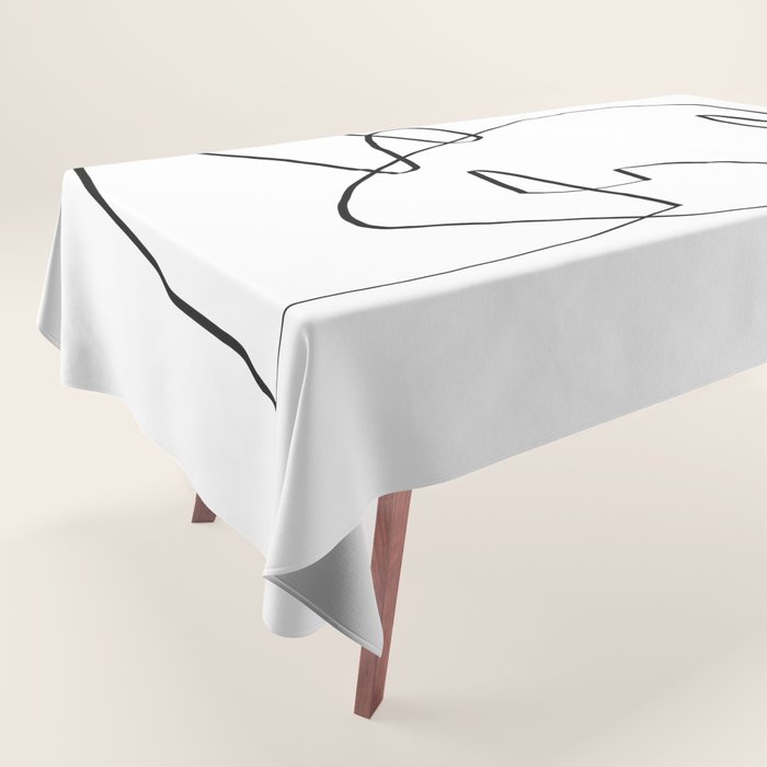 Abstract head, Minimalist Line Art Tablecloth Gallery Image 1