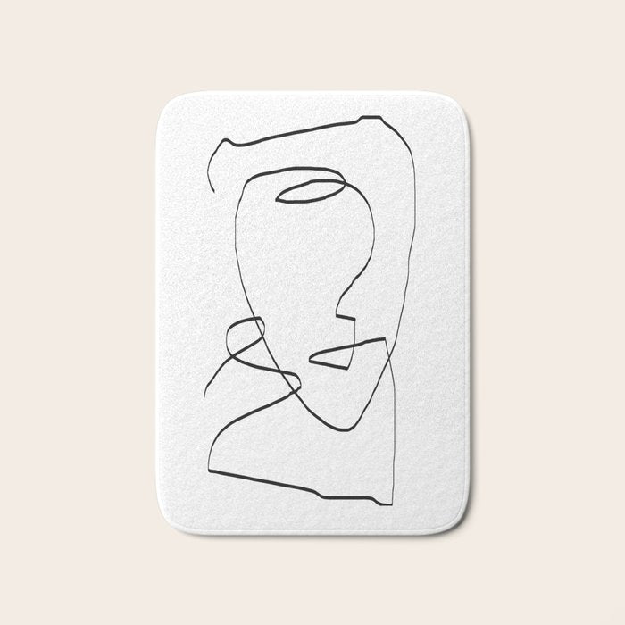 Abstract head, Minimalist Line Art Bath Mat Gallery Image 1