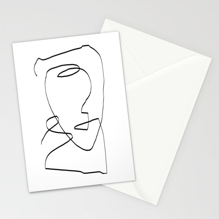 Abstract head, Minimalist Line Art Stationery Card Gallery Image 2