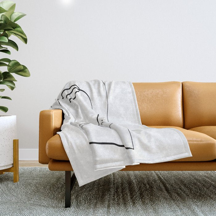 Abstract head, Minimalist Line Art Throw Blanket Gallery Image 1