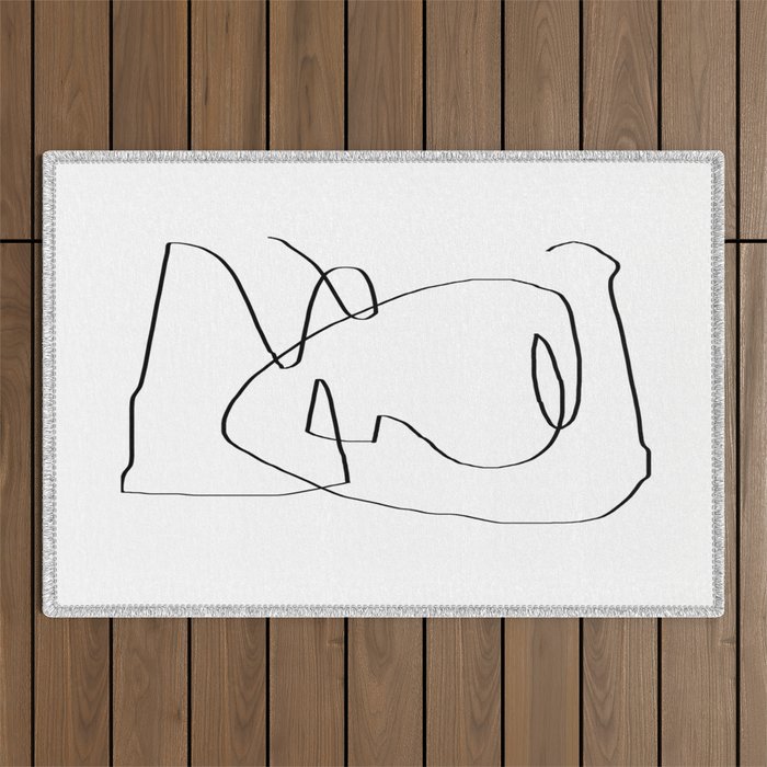 Abstract head, Minimalist Line Art Outdoor Rug Gallery Image 1