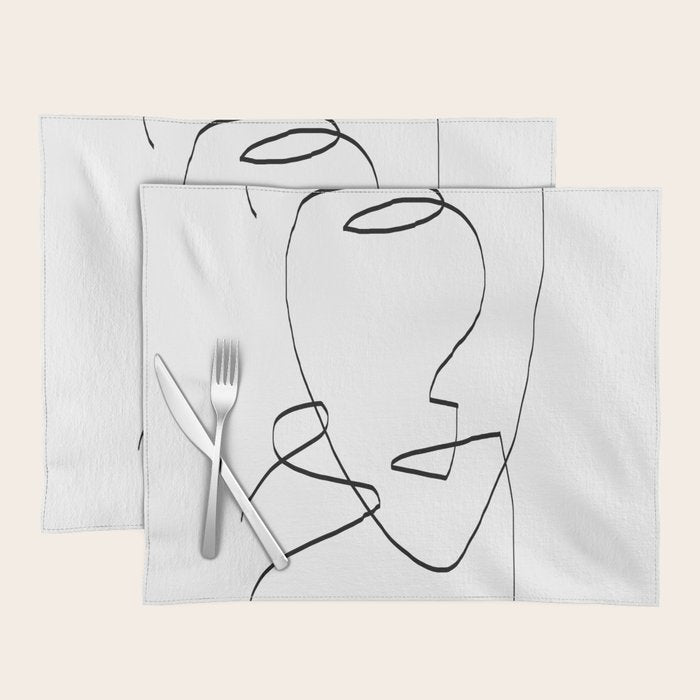 Abstract head, Minimalist Line Art Placemat Gallery Image 1