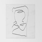 Abstract head, Minimalist Line Art Throw Blanket Gallery Image 2