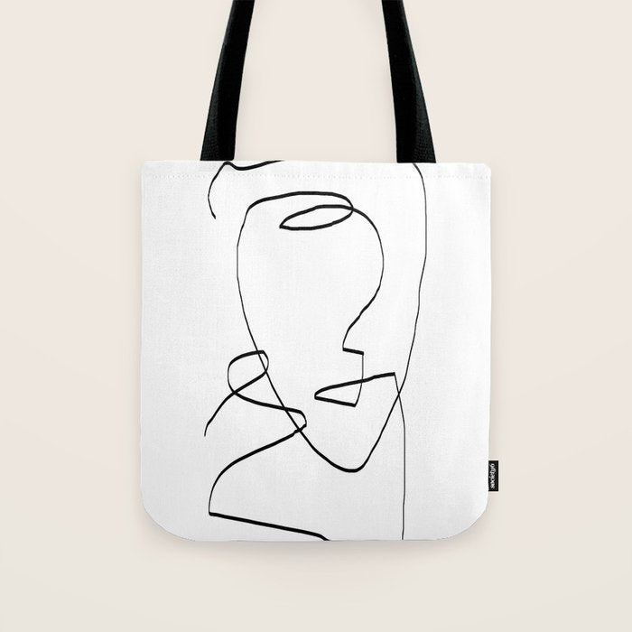 Abstract head, Minimalist Line Art Tote Bag Gallery Image 1