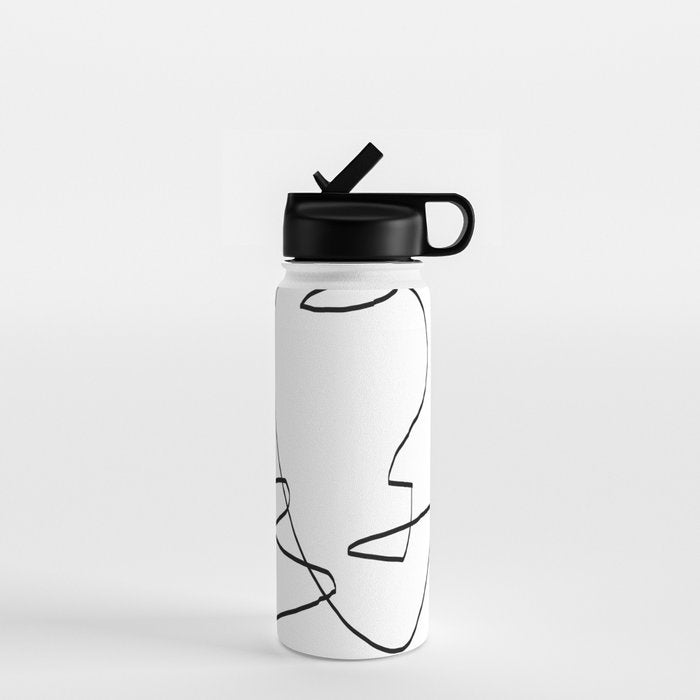 Abstract head, Minimalist Line Art Water Bottle Gallery Image 1