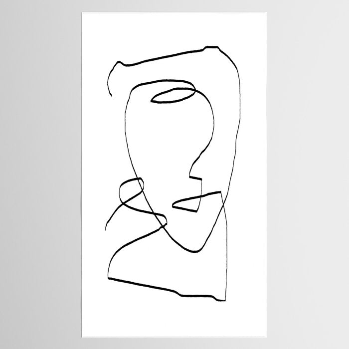 Abstract head, Minimalist Line Art Tablecloth Gallery Image 2
