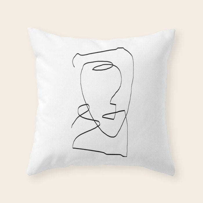 Abstract head, Minimalist Line Art Throw Pillow Gallery Image 6