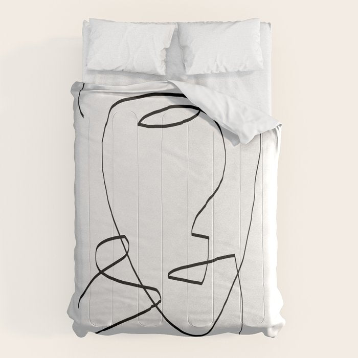 Abstract head, Minimalist Line Art Comforter Gallery Image 1