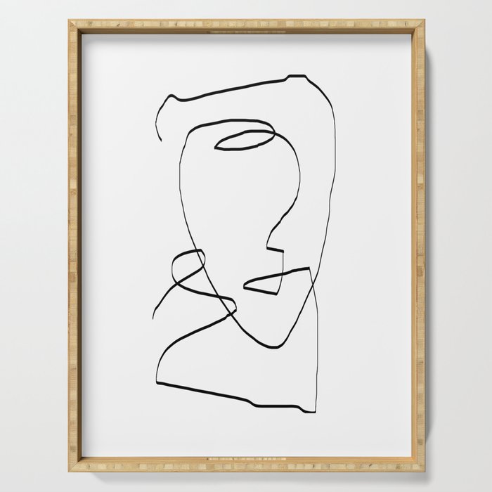 Abstract head, Minimalist Line Art Serving Tray Gallery Image 1