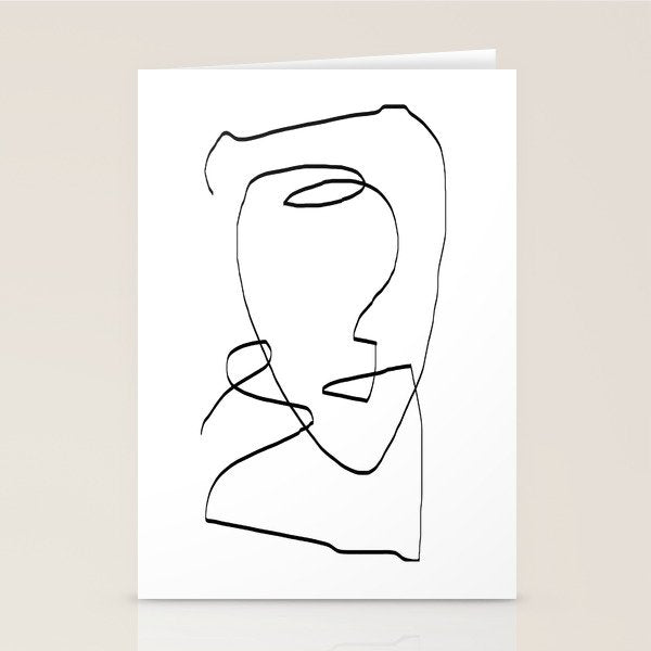 Abstract head, Minimalist Line Art Stationery Card Gallery Image 1