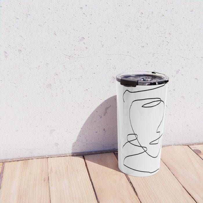 Abstract head, Minimalist Line Art Travel Mug Gallery Image 4