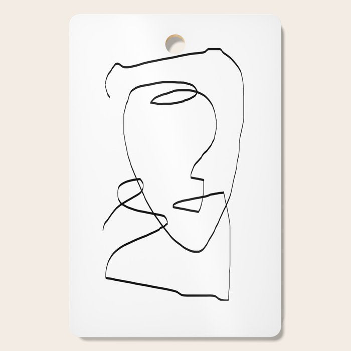 Abstract head, Minimalist Line Art Cutting Board Gallery Image 1