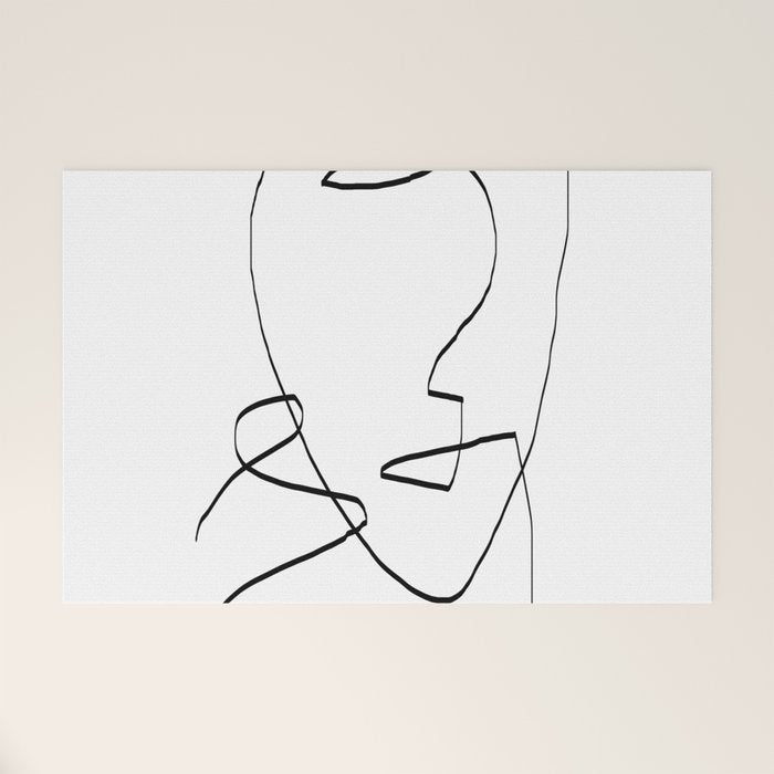 Abstract head, Minimalist Line Art Welcome Mat Gallery Image 1