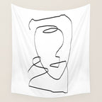 Abstract head, Minimalist Line Art Wall Tapestry Gallery Image 4