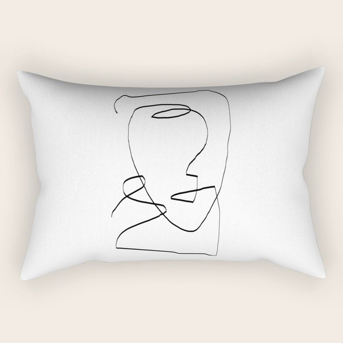 Abstract head, Minimalist Line Art Rectangular Pillow Gallery Image 2